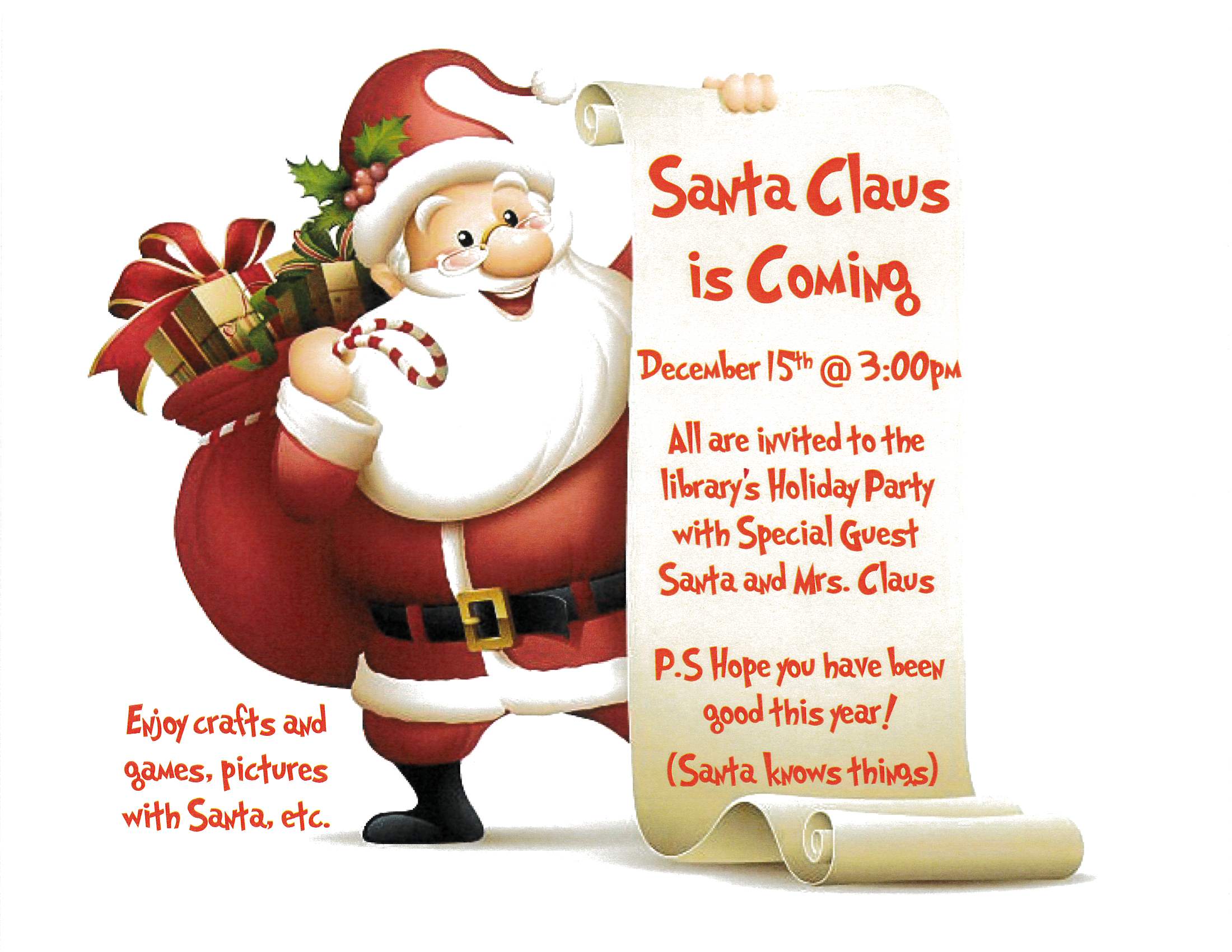 Santa and Mrs. Claus coming to Liberty Municpal Library | Liberty ...